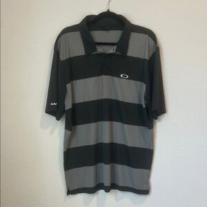 Oakley Men's Polo with Black and Gray Stripes